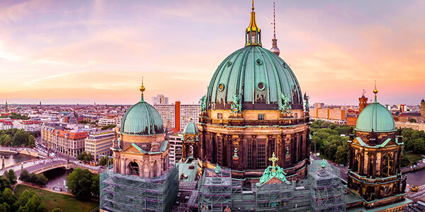 Panorama of the St. Nicolas Church in the center  of Amsterdam, Holland